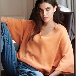 REPEAT CASHMERE Luxe Loose Fit Organic Cashmere Sweater Batwing Sleeves, Small